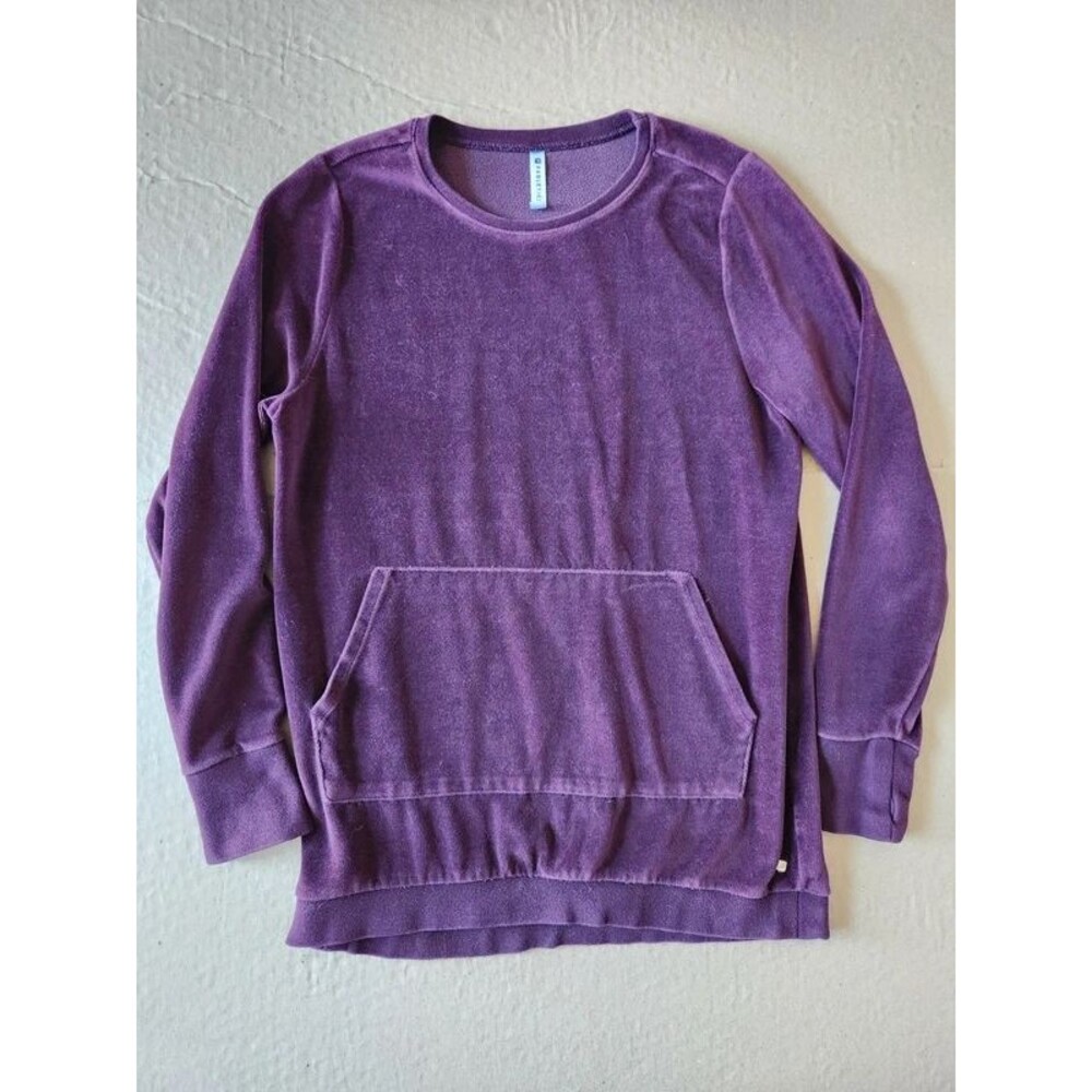 Fabletics plum colored velvet long sleeve top